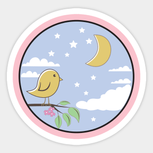 A small yellow bird on a branch Sticker